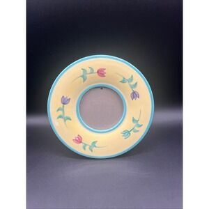 Vtg 1999 Burnes of Boston Ceramic Floral Tulip Picture Frame Hand Painted 7"